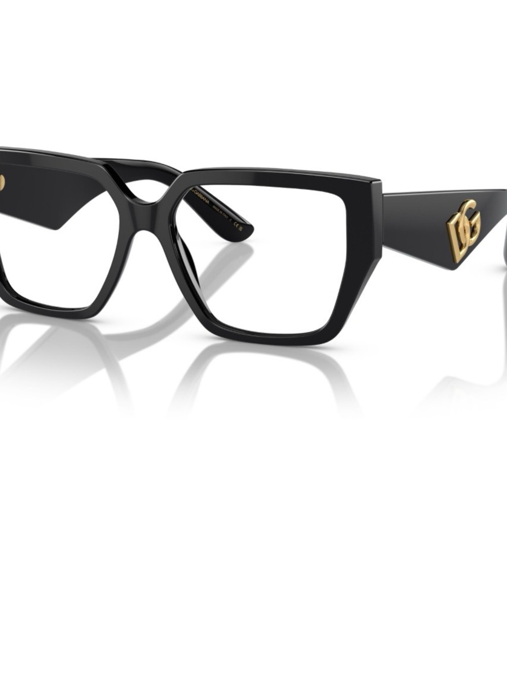 Dolce & Gabbana Black Square Glasses with Gold DG Emblem